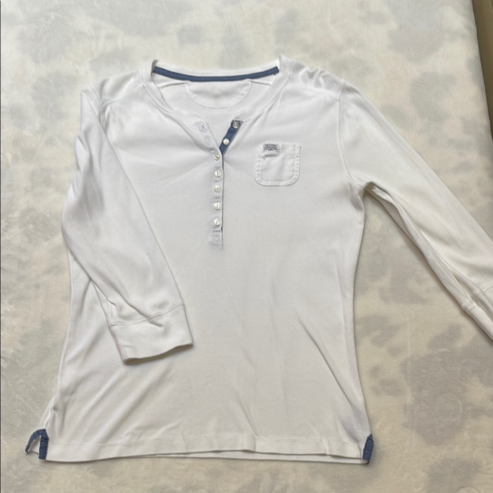 Ralph Lauren White 3/4 Sleeve Tee with Logo